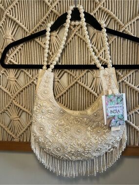 Made in India cream white beaded bag
Bridal bag